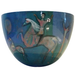 A Monumental Glazed and Painted Ceramic Bowl by Polia Pillin
