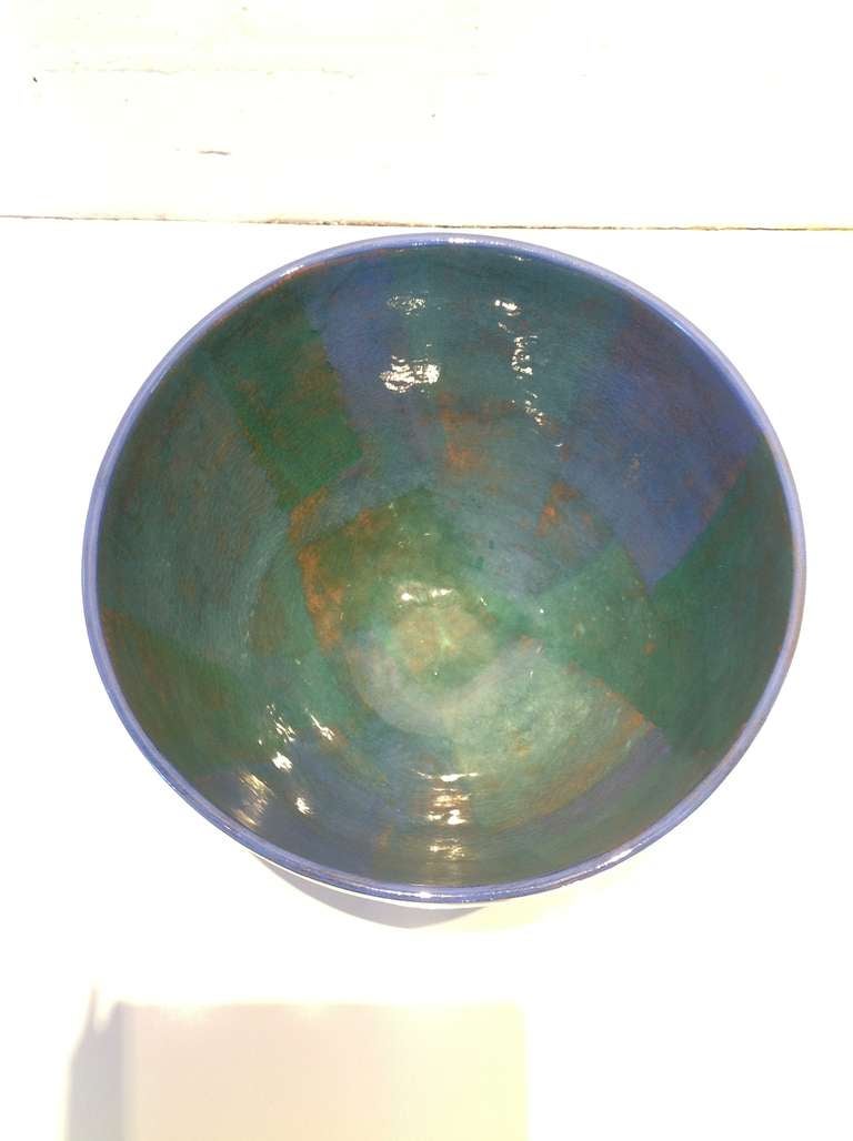 A Monumental Glazed and Painted Ceramic Bowl by Polia Pillin 1