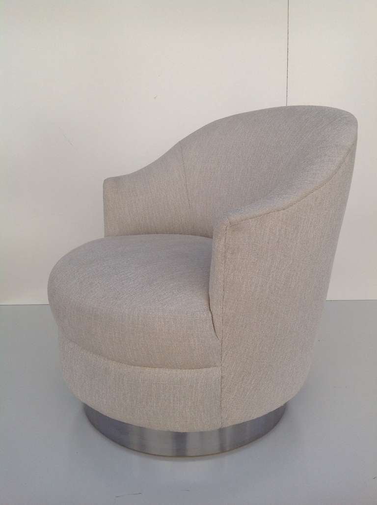 Late 20th Century A pair of Karl Springer Swivel Chairs