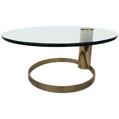 Brass and Glass Coffee or Cocktail Table by Pace Collection