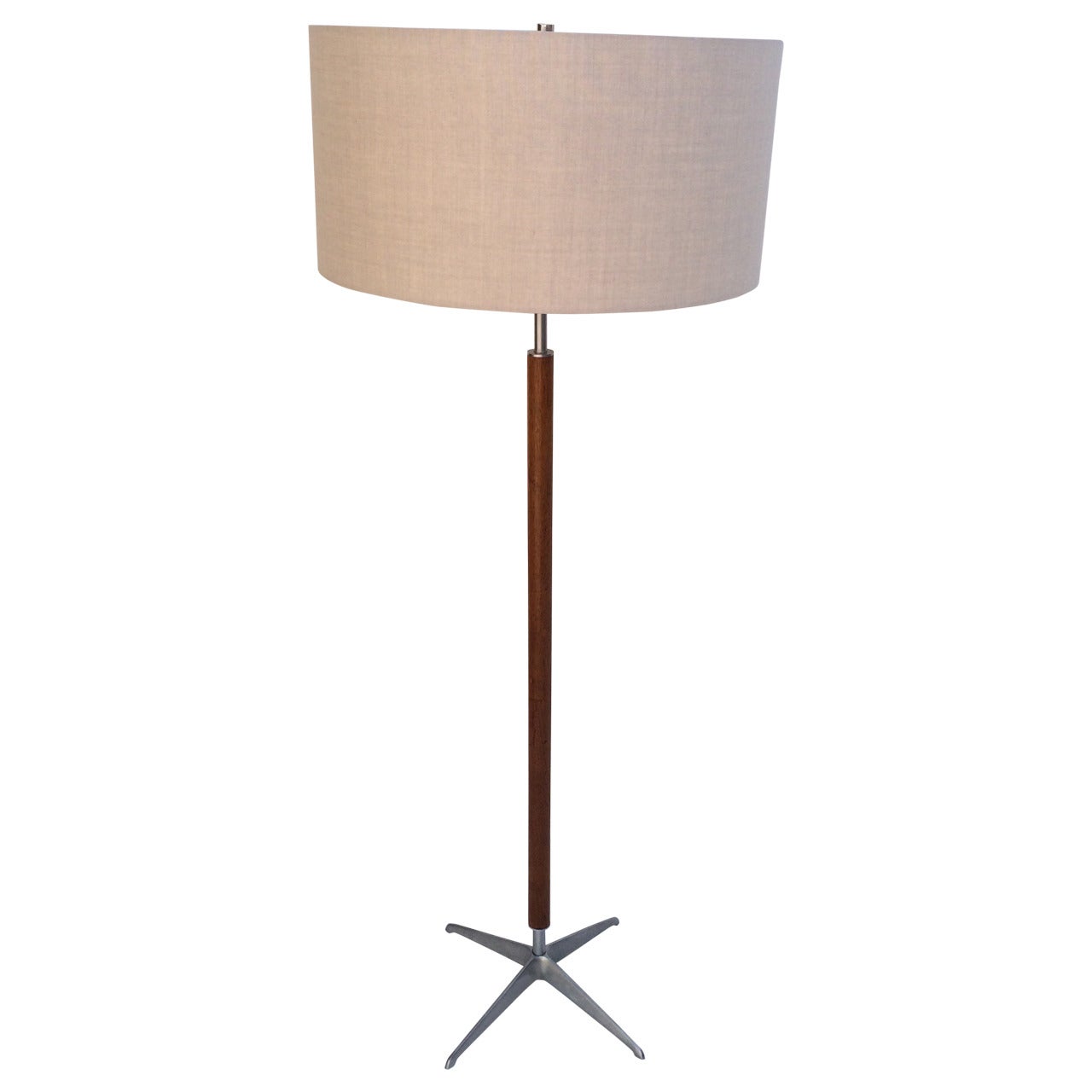 Brushed Aluminum and Walnut Floor Lamp by Gerald Thurston For Sale
