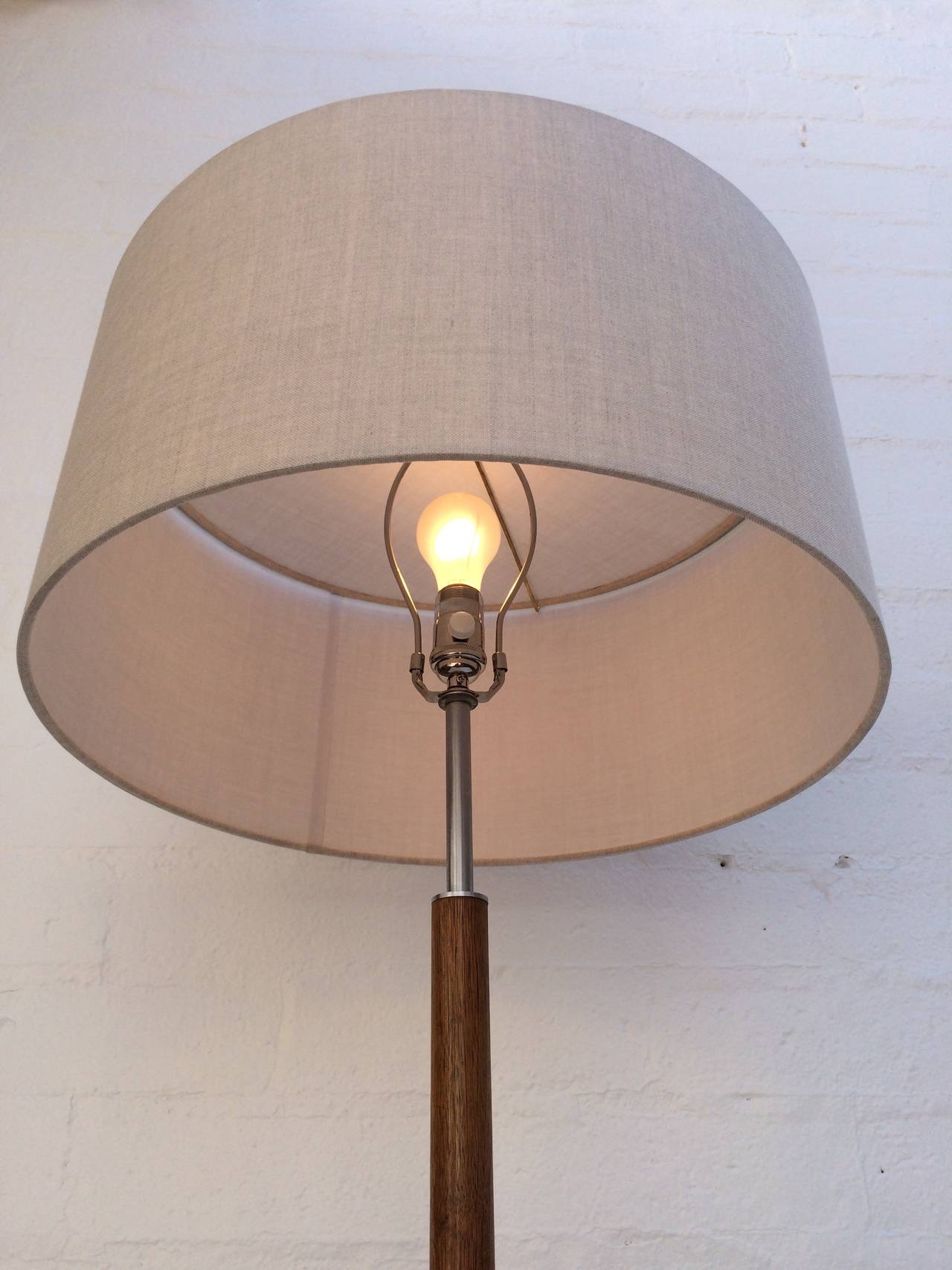 Brushed Aluminum and Walnut Floor Lamp by Gerald Thurston For Sale 1