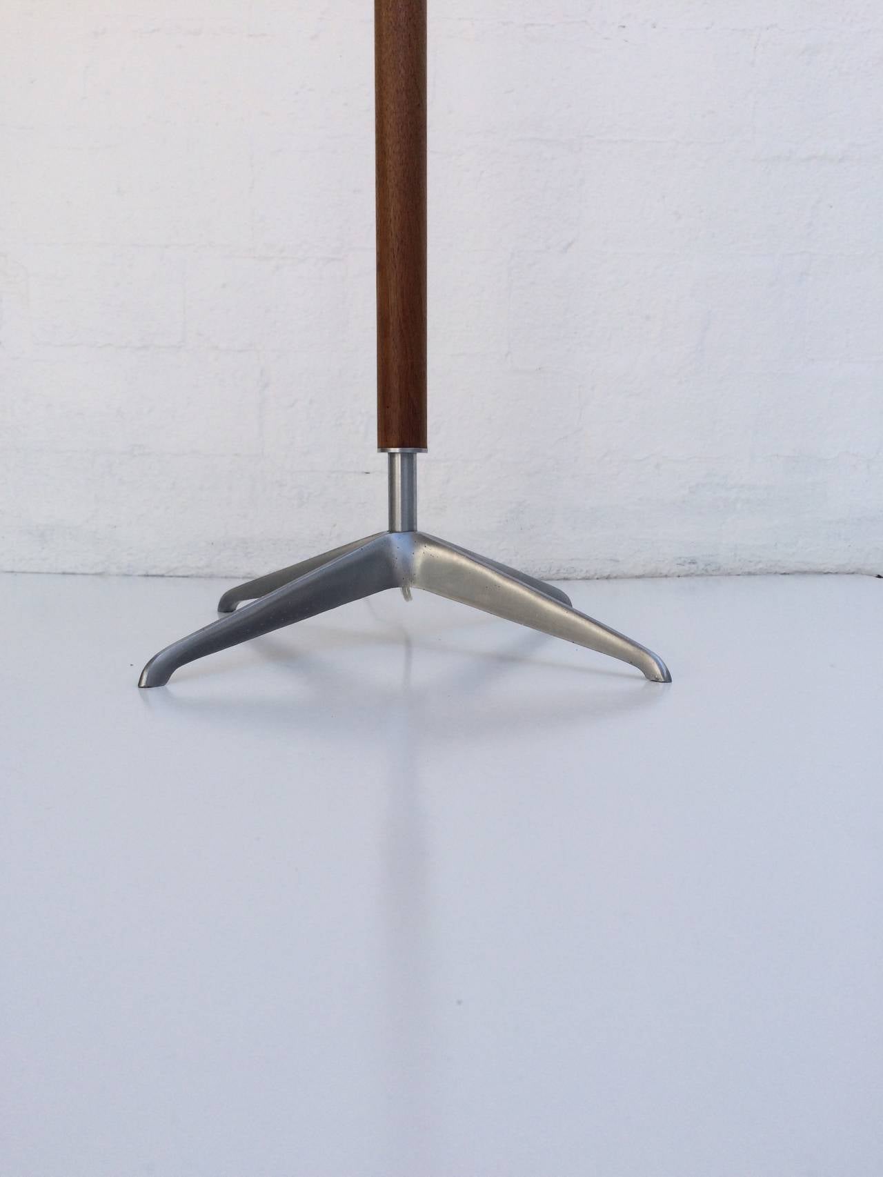 American Brushed Aluminum and Walnut Floor Lamp by Gerald Thurston For Sale