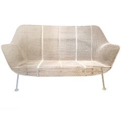 Wrought Iron & Mesh Settee by Russell Woodard