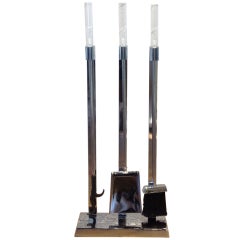 Chrome Fireplace Tools with Acrylic handles