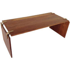 Solid Walnut Coffee/Cocktail Table with Brass Hardware