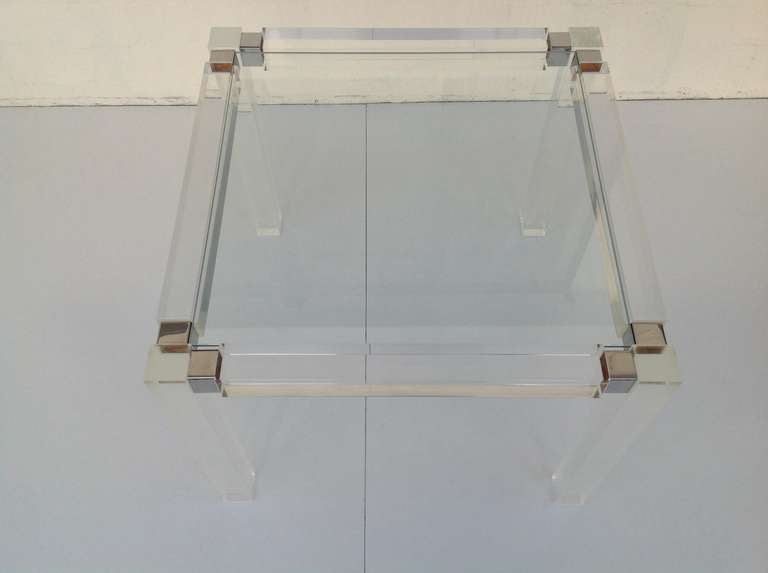 Mid-Century Modern 1960s Acrylic & Glass Side Table designed by Charles Hollis Jones For Sale