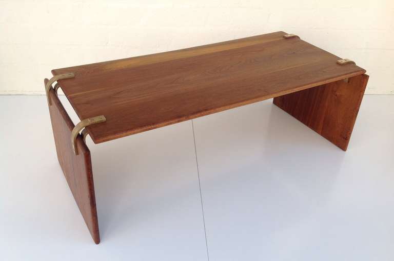 Solid Walnut Coffee/Cocktail Table with Brass Hardware