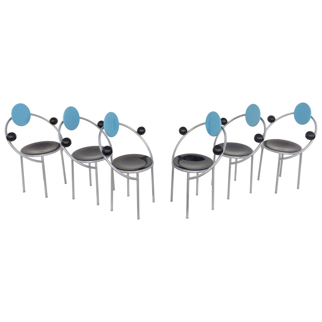 Set of Six Memphis Group Chairs by Michele de Lucchi