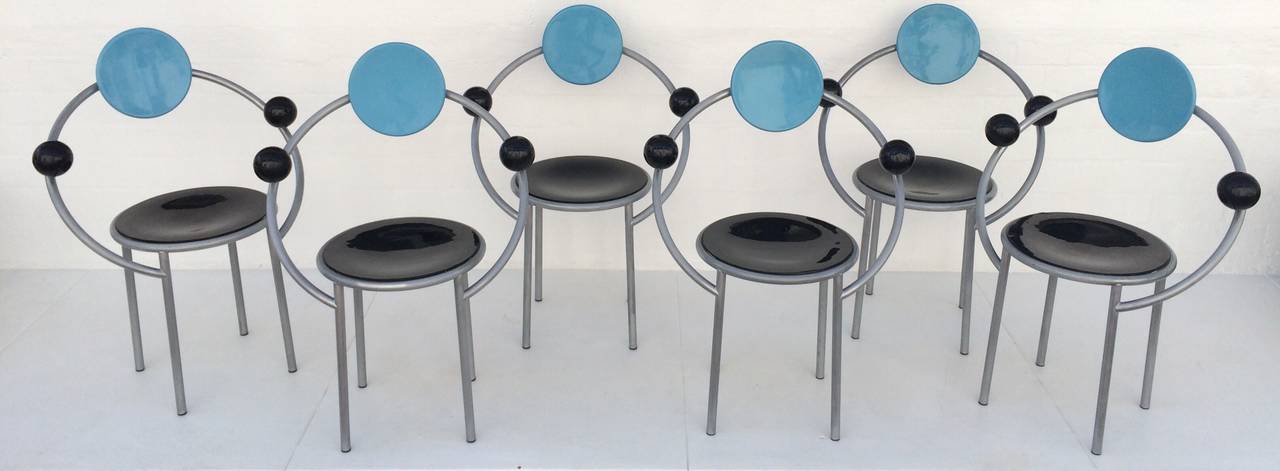 Modern Set of Six Memphis Group Chairs by Michele de Lucchi