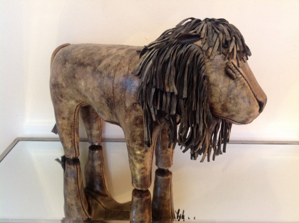 A Leather Lion from the 1940's.  Made in England.
