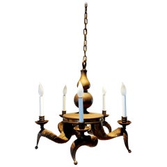 Retro A Gorgeous Chapman Solid Brass Rams Horns Chandelier