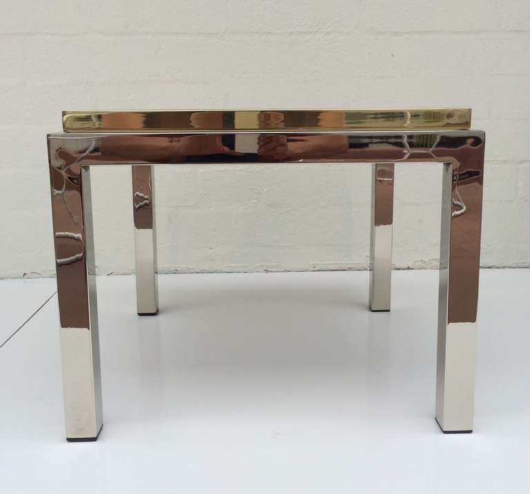 Nickel and Polished Brass with Mirror Top Side Tables In Excellent Condition In Palm Springs, CA