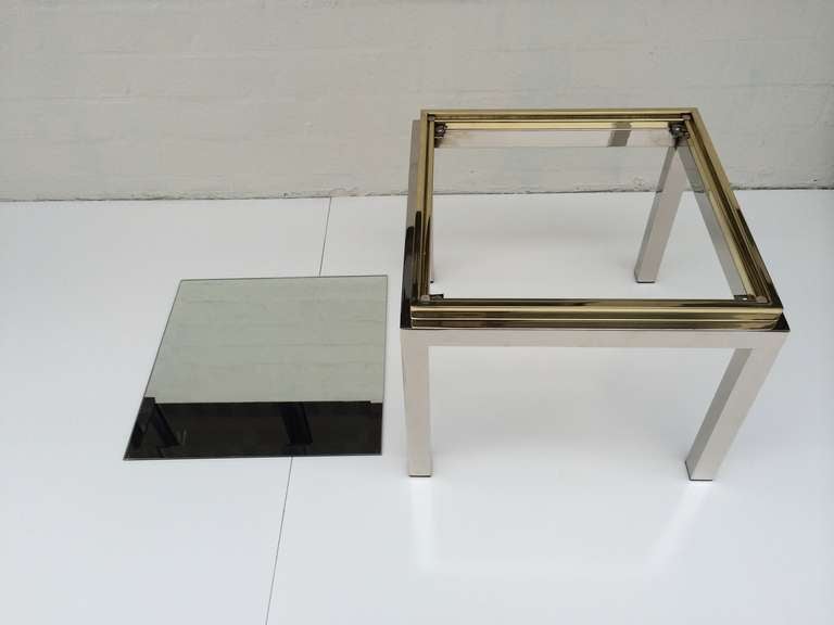 Nickel and Polished Brass with Mirror Top Side Tables 1