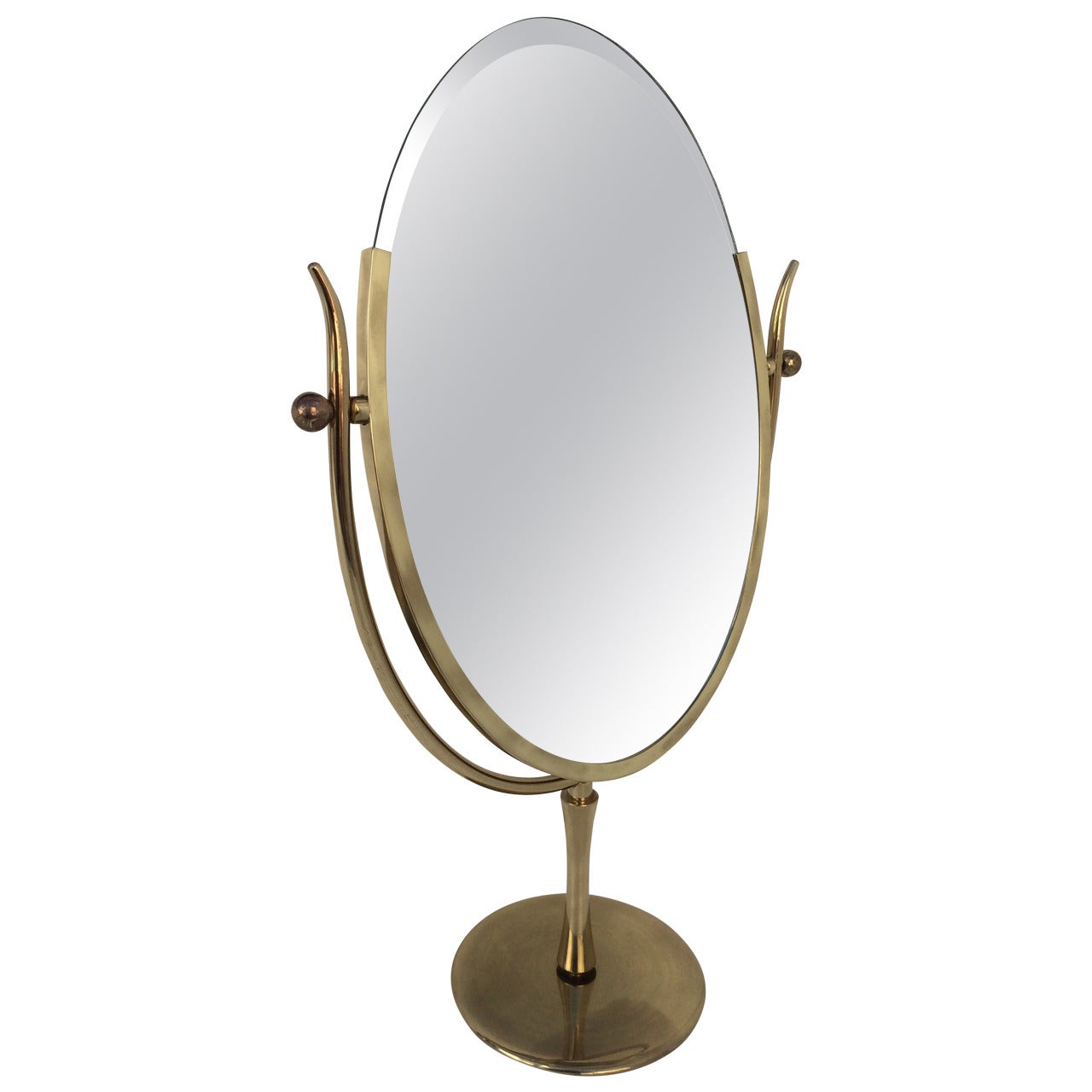 Brass Table Mirror Designed by Charles Hollis Jones