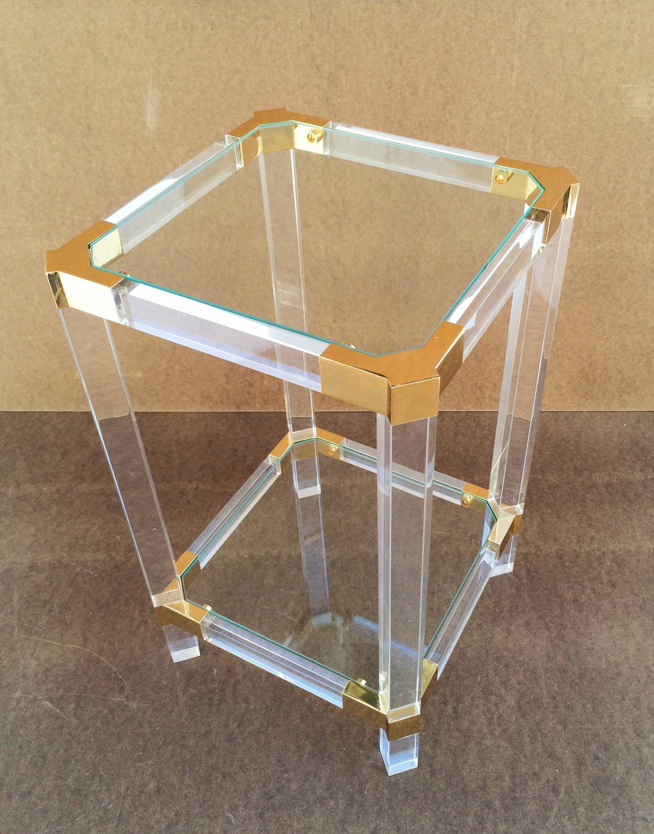 Mid-Century Modern Acrylic and Glass Side Table by Charles Hollis Jones