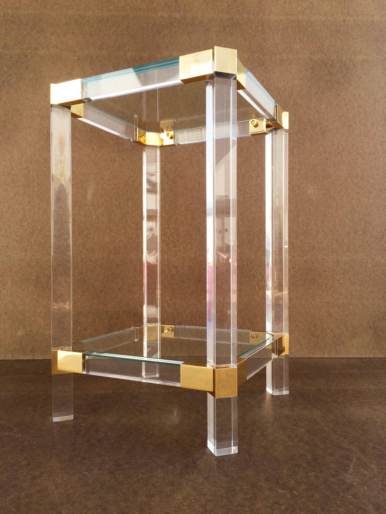 American Acrylic and Glass Side Table by Charles Hollis Jones