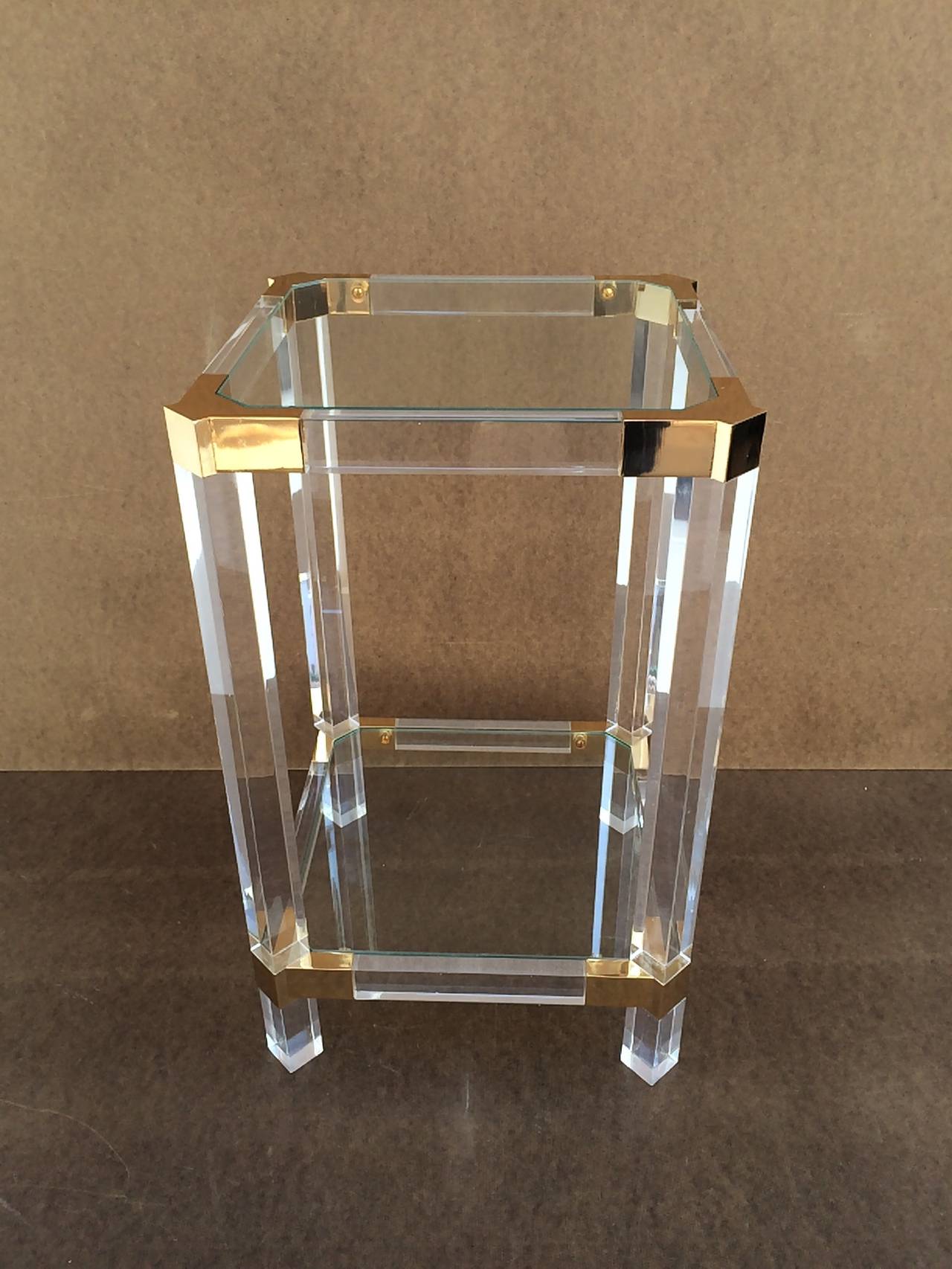 Acrylic and Glass Side Table by Charles Hollis Jones In Excellent Condition In Palm Springs, CA