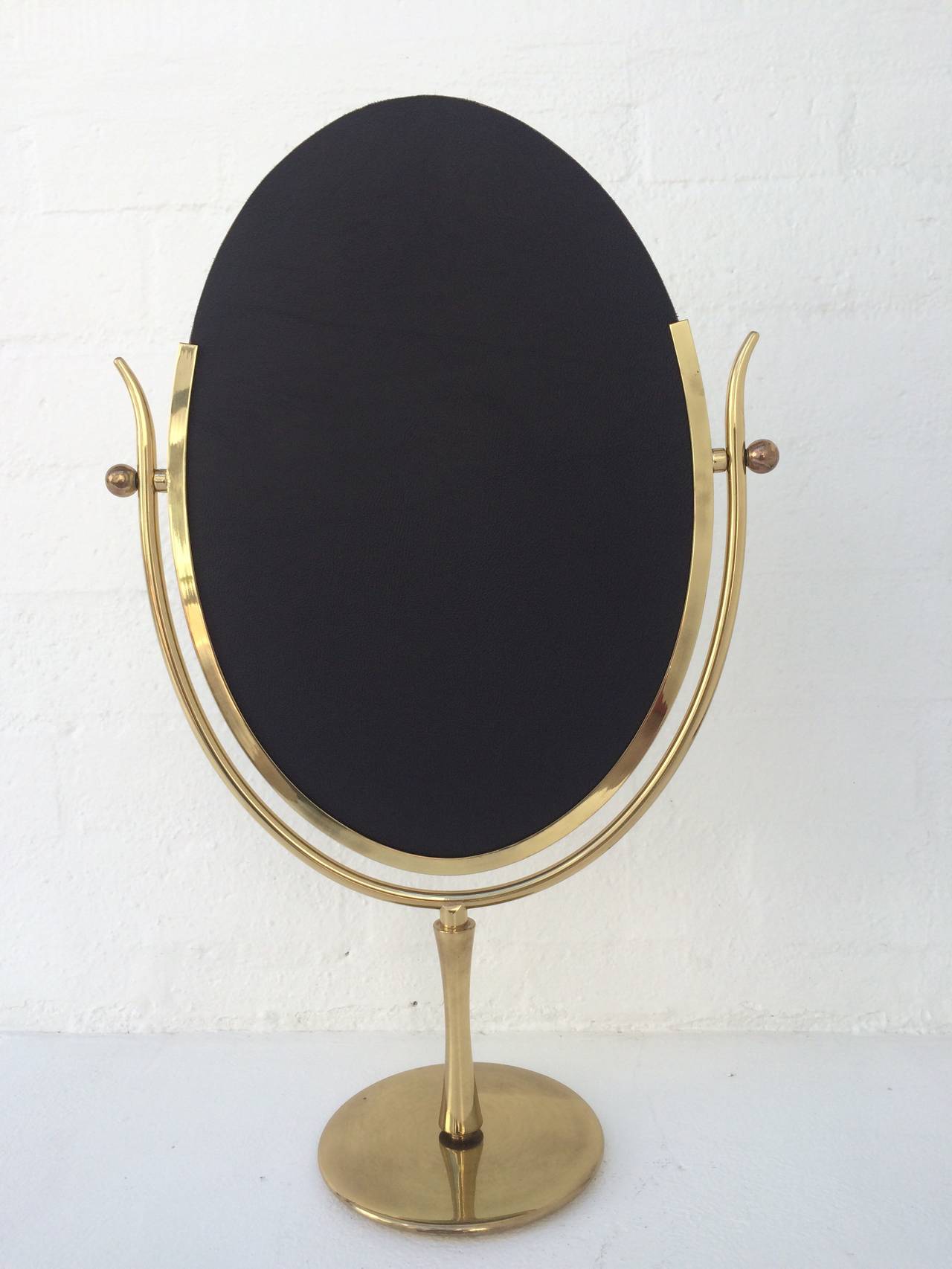 American Brass Table Mirror Designed by Charles Hollis Jones