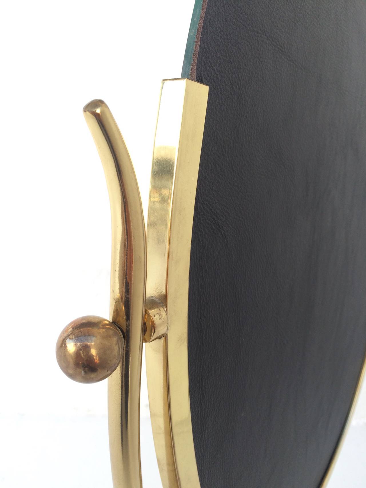 Beveled Brass Table Mirror Designed by Charles Hollis Jones