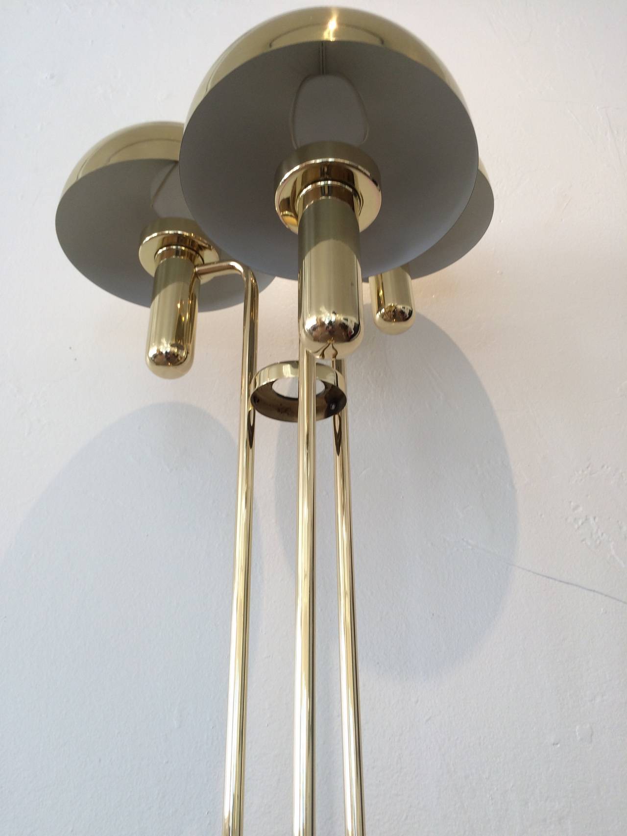 Mid-Century Modern Panton Style Polished Brass Floor Lamp
