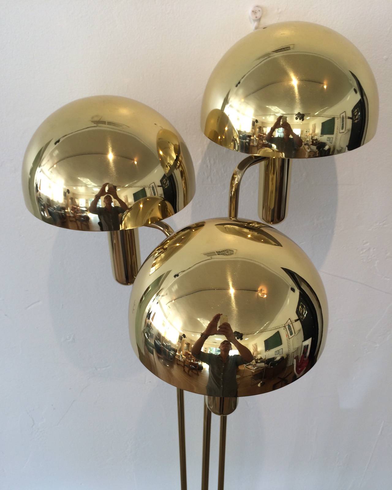 Unknown Panton Style Polished Brass Floor Lamp