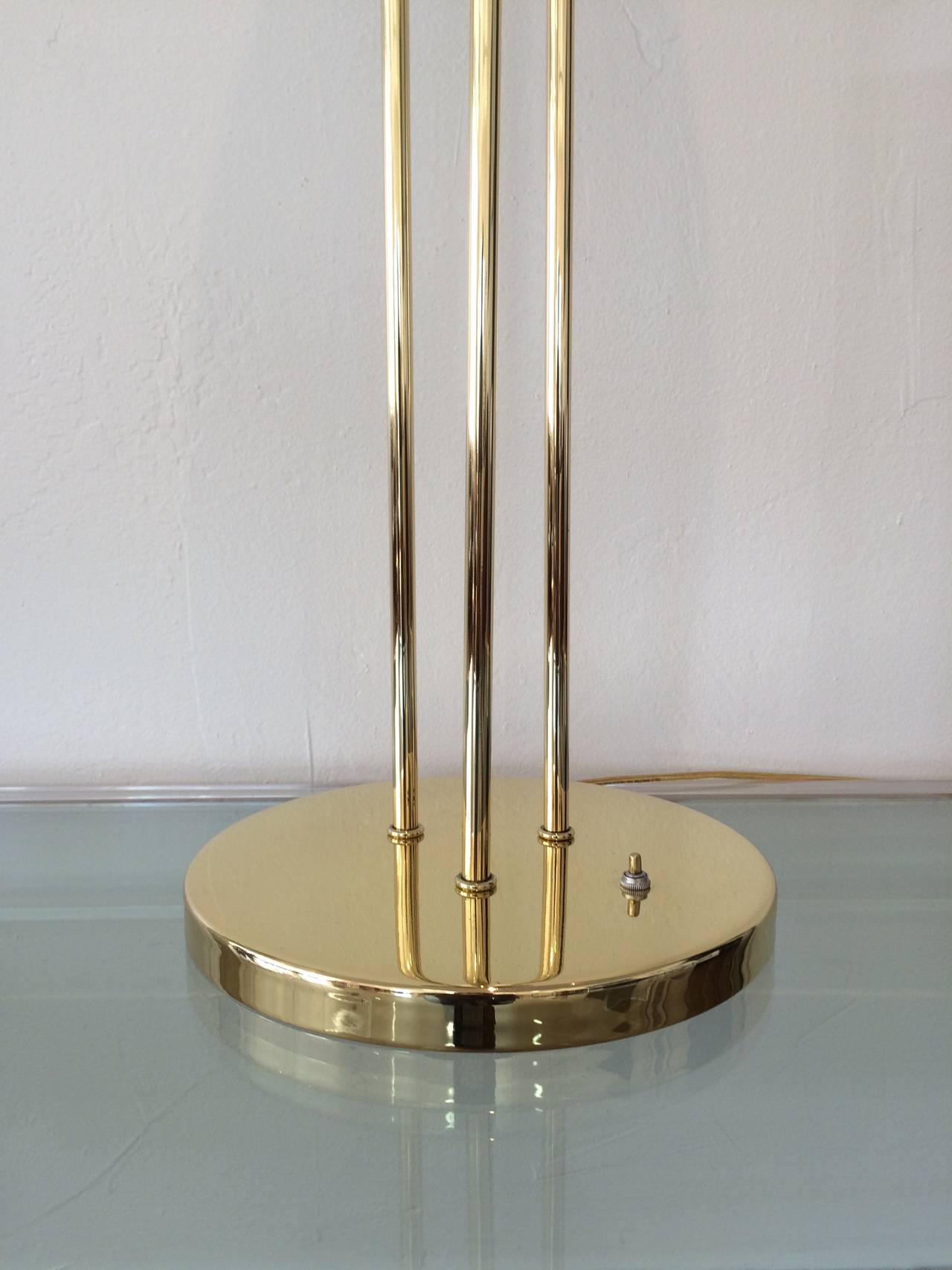 Panton Style Polished Brass Floor Lamp In Excellent Condition In Palm Springs, CA