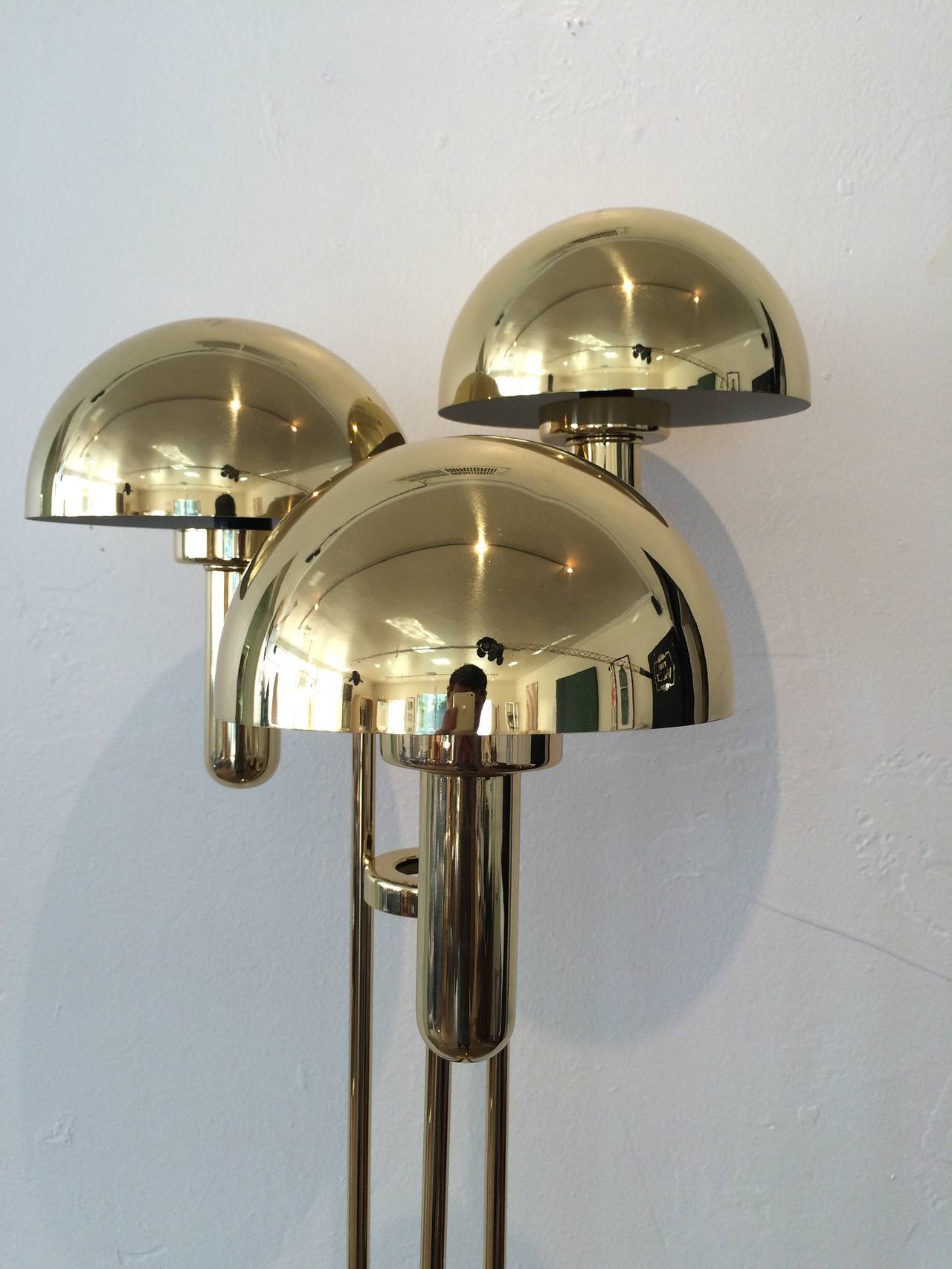 Late 20th Century Panton Style Polished Brass Floor Lamp