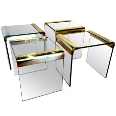 Set Of Four Pace Waterfall Side Tables In A Brass Finish.