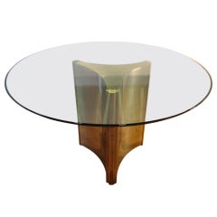 Mastercraft Triangulate Pedestal Brass Base Dining Table