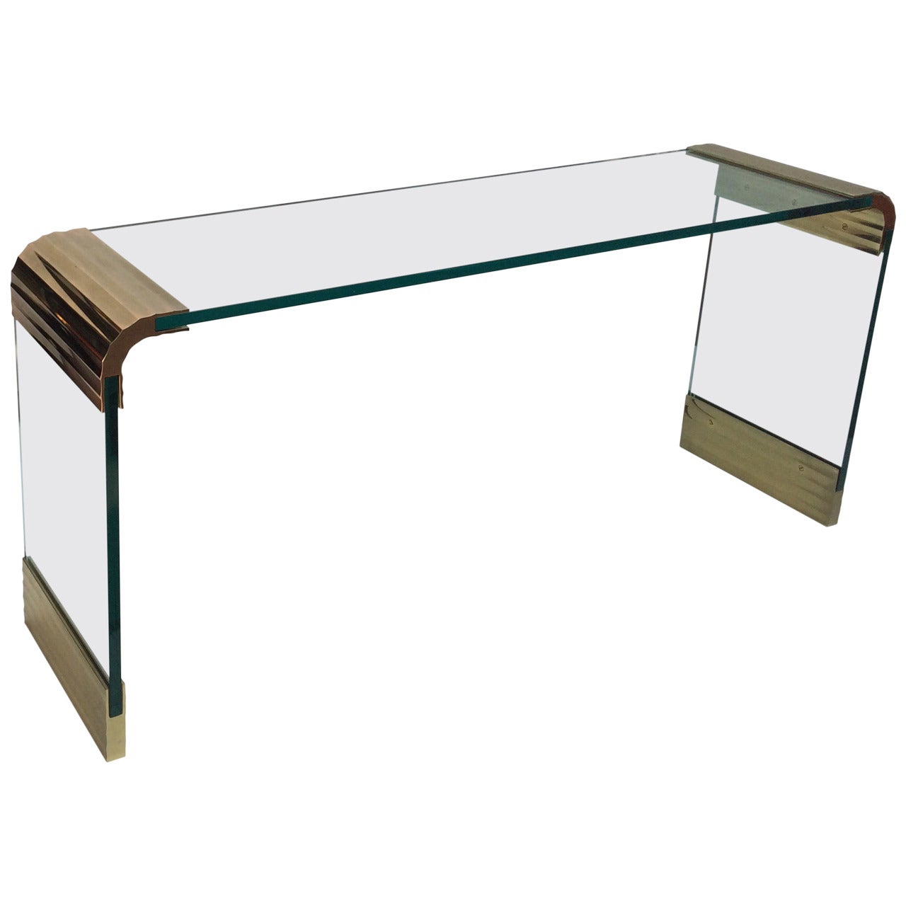 Scalloped Brass Console Table by Leon Rosen for Pace Collection