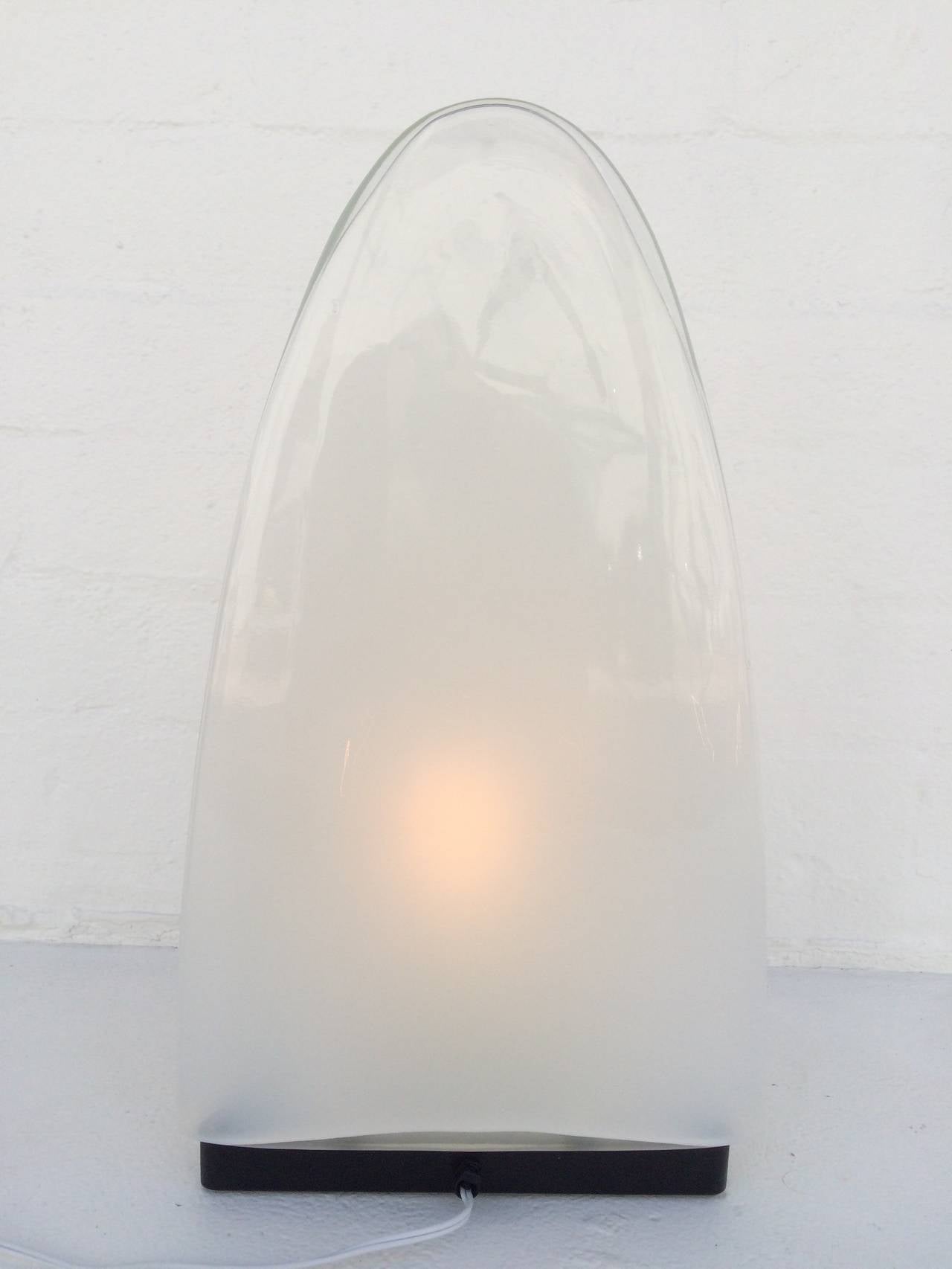A opaque colored Italian glass table lamp designed by Carol Nason for Mazzega.
Newly rewired, 
circa 1970s.