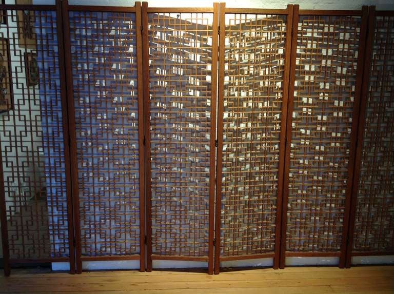 Scandinavian Modern Stunning 6 Panel Danish Teak Screen