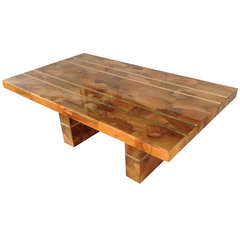 Spectacular Custom-Made Oyster Burl Wood Dining Table circa 1970s