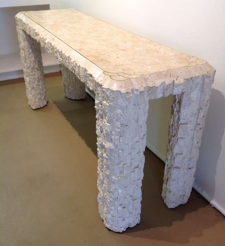 Travertine Console Table by Maitland-Smith 1