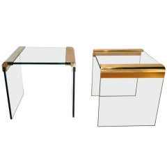 Brass And Glass Side Tables By Pace Collection