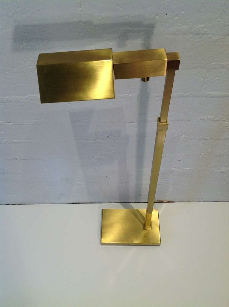 Mid-Century Modern Casella Brushed Brass Adjustable Floor Lamp