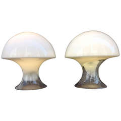 Pair of Murano Mushroom Lamps by Vistosi