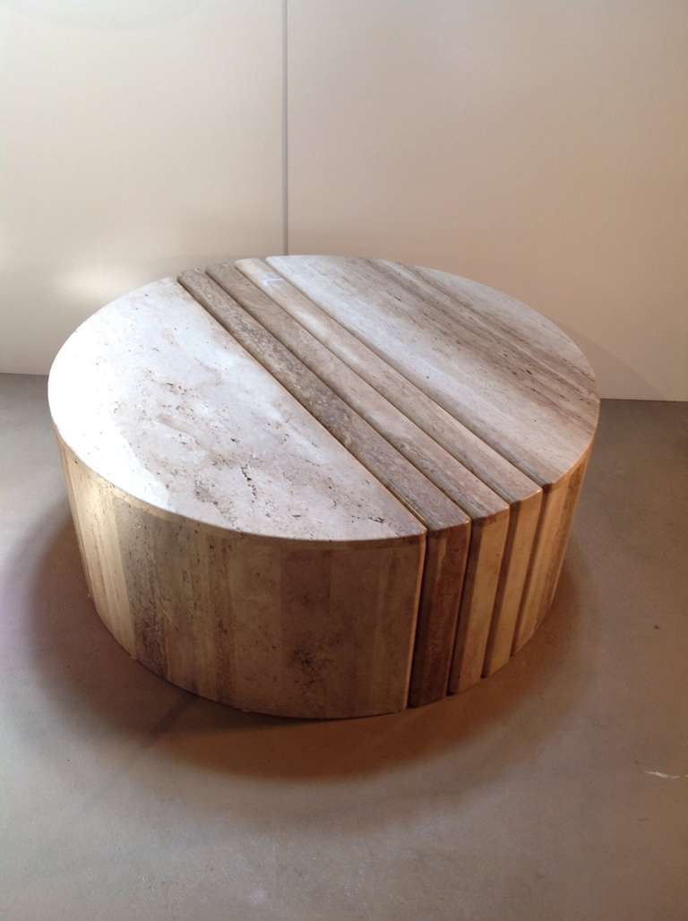 A beautiful sculptural travertine cocktail/coffee table from a  Palm Springs estate.  

Circa 1970s