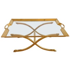 Used Large Polished Brass Cocktail/Coffee Table by La Barge