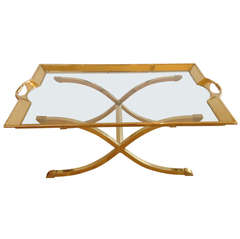 Large Polished Brass Cocktail/Coffee Table by La Barge 2