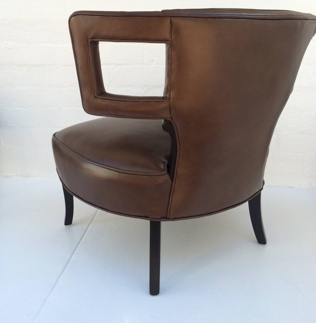 Gorgeous Pair of Sculptural Rich Brown Leather Grosfeld House Chairs 1
