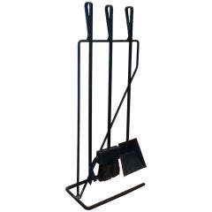 Wrought Iron Fireplace Tool Set In The Style Of Geroge Nelson