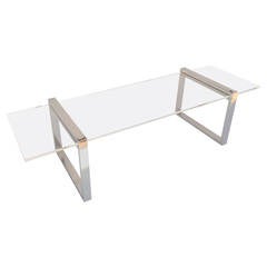 "Box Line" Acrylic and Nickel Coffee or Cocktail Table by Charles Hollis Jones