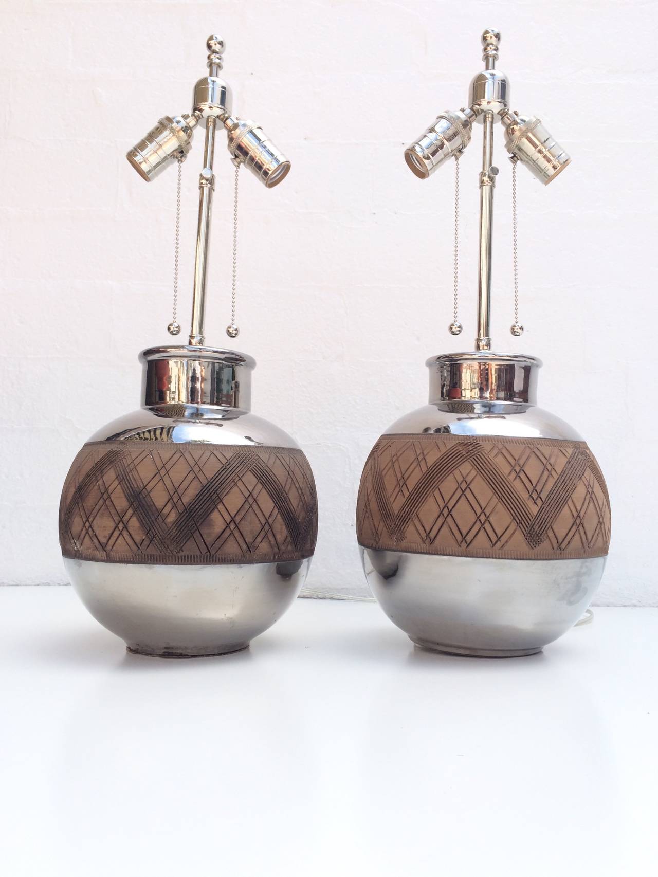 Mid-Century Modern Pair of Ceramic Table Lamps by Bitossi For Sale