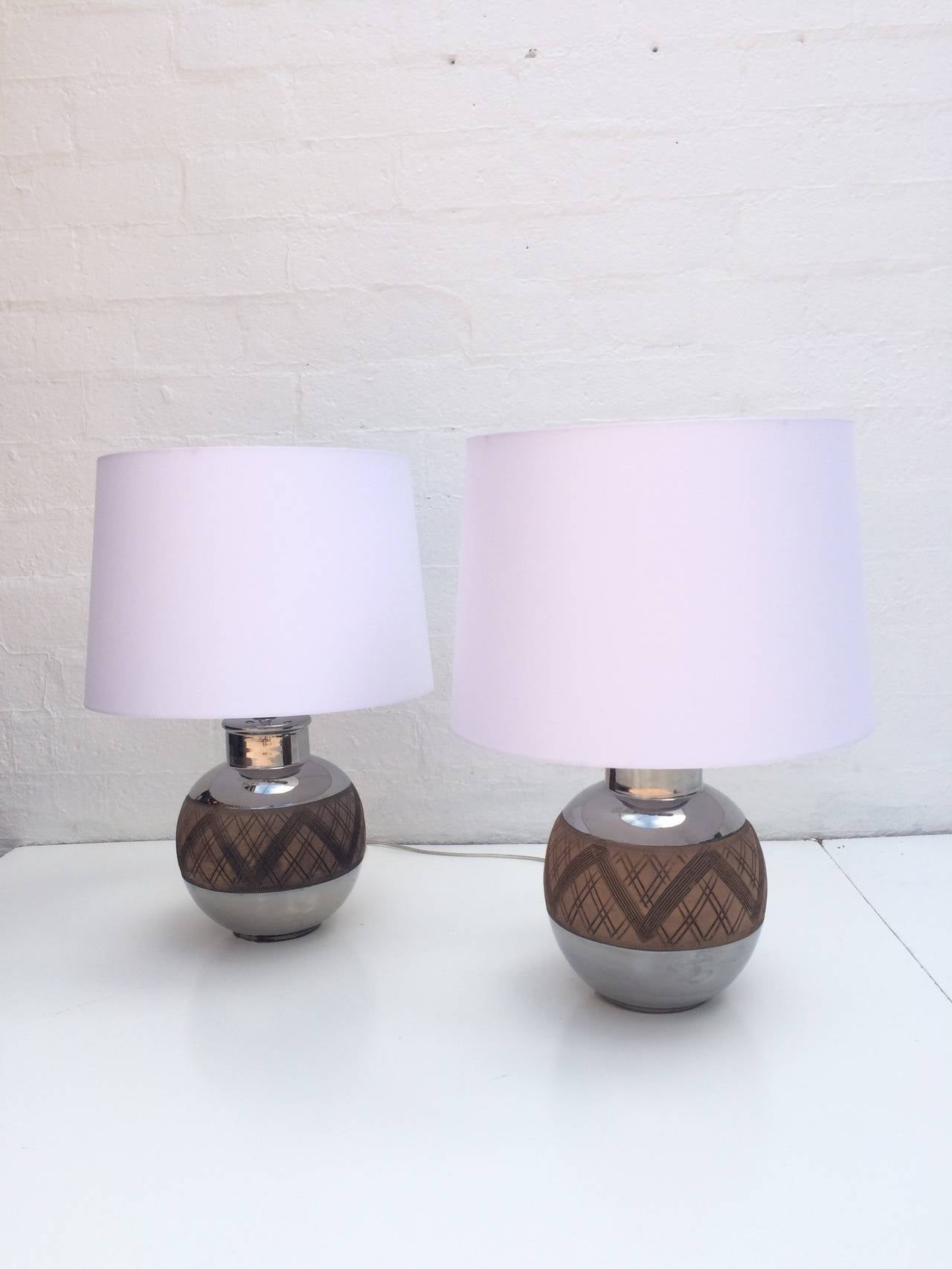 Pair of Ceramic Table Lamps by Bitossi In Excellent Condition For Sale In Palm Springs, CA