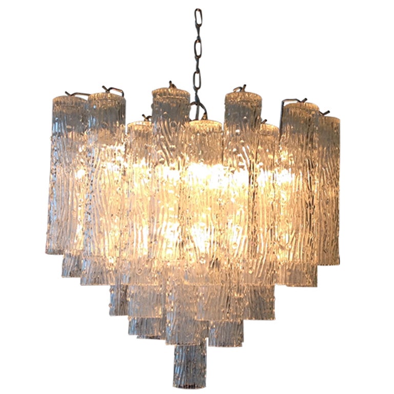 Murano Tubular Glass Chandelier by Venini