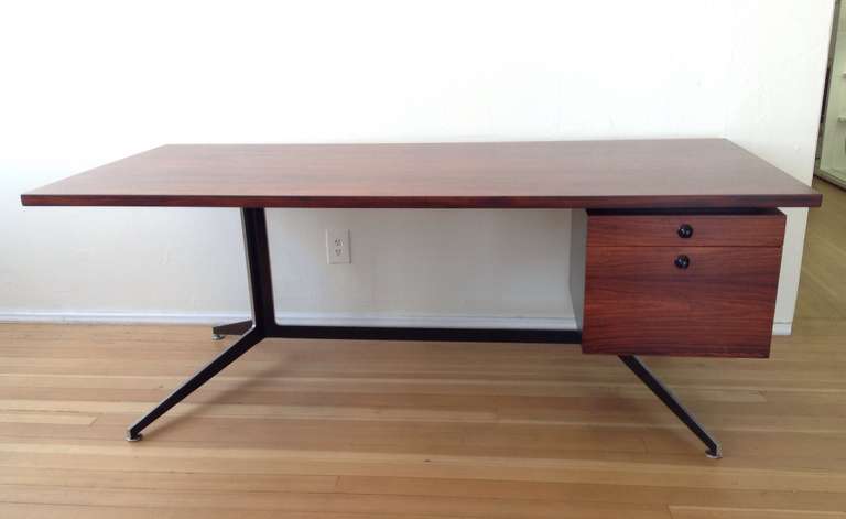 Rosewood & Aluminum Desk designed by Ward Bennett