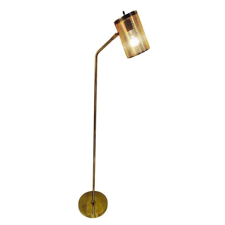 Vintage Polished Brass floor Lamp circa 1960s at 1stDibs