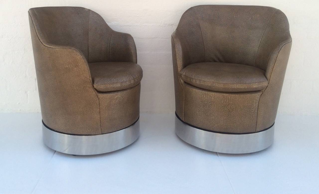 Mid-Century Modern Swivel Lounge Chairs Designed by Phillip Enfield For Sale